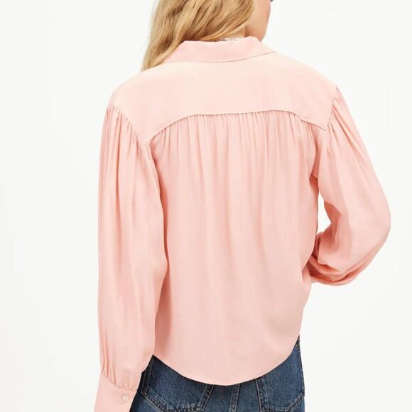 Madewell NT224 black long-Sleeve Button-Front Top size xs NWT - Picture 7 of 12